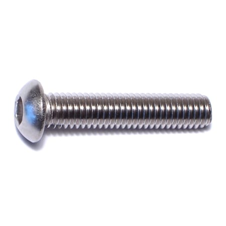 Midwest Fastener M6-1.00 Socket Head Cap Screw, Button, Plain Stainless Steel, 30 mm Length, 6 PK 75575